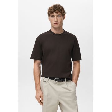 Tricou regular-fit cu model uni - Maro inchis