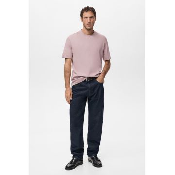 Tricou regular-fit cu model uni - Roz deschis