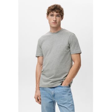 Tricou slim-fit cu model uni - Gri melange