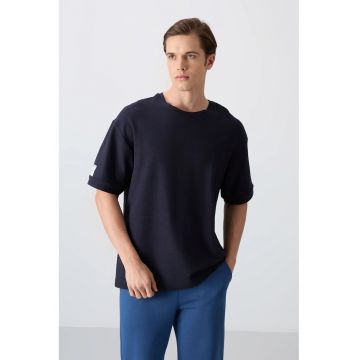 Tricou  supradimensionat bleumarin - bumbac/poliester - pentru barbati