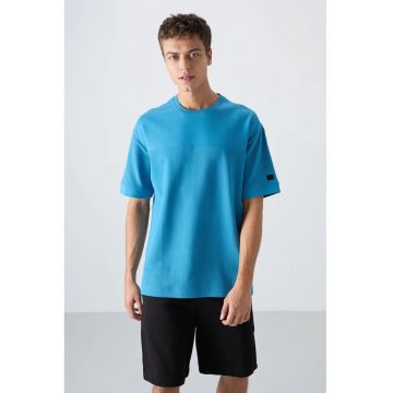 Tricou  supradimensionat - bumbac/poliester - Albastru Cerulean - pentru barbati