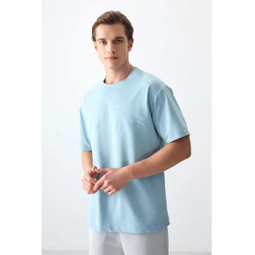 Tricou  supradimensionat - elastic - albastru deschis - pentru barbati