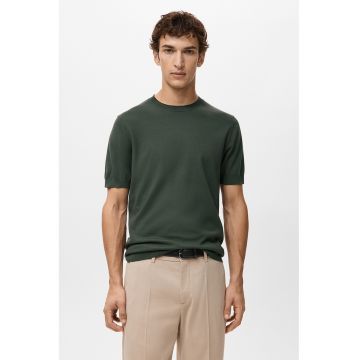 Tricou tricotat fin din bumbac - Verde feriga