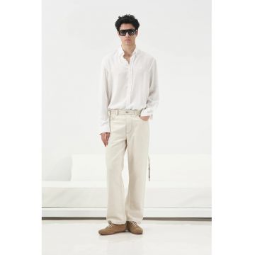 Blugi barbati -  denim - talie medie - alb - denim/bumbac