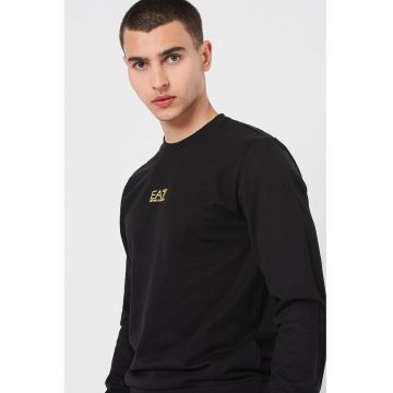 Bluza de trening cu detaliu logo si decolteu la baza gatului - Auriu/Negru