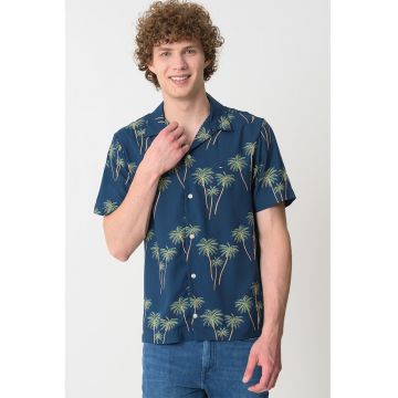 Camasa de modal cu imprimeu tropical - Verde/Albastru inchis