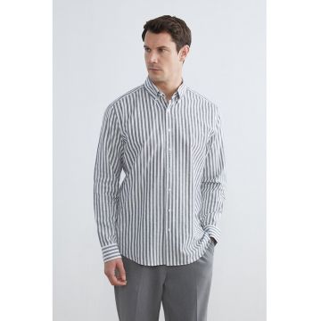 Camasa regular fit cu dungi - Alb/Gri