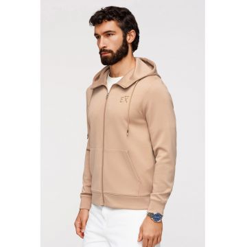 Hanorac regular fit cu fermoar - Bej inchis