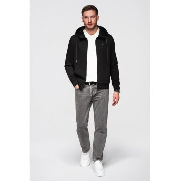 Hanorac regular fit cu fermoar - Negru