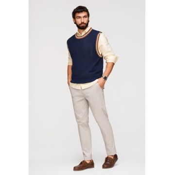 Pantaloni chino cu talie elastica - Bej