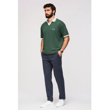 Pantaloni chino cu talie elastica - Bleumarin
