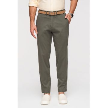 Pantaloni chino cu talie elastica - Kaki