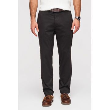 Pantaloni chino cu talie elastica - Negru