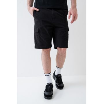 Pantaloni scurti cargo cu buzunare multiple - Negru