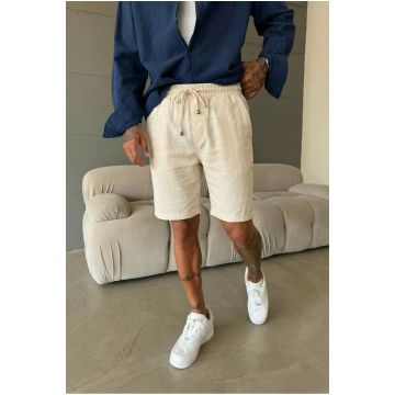 Pantaloni scurti din in  lejeri  bej BG8005