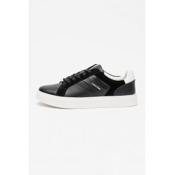 Pantofi sport de piele cu garnituri de piele intoarsa - Negru/Gri carbune