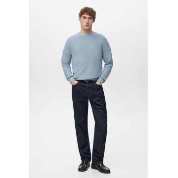 Pulover slim-fit cu model uni - Albastru prafuit
