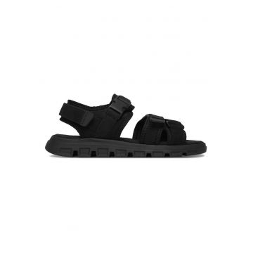 Sandale barbatesti  piele naturala - negru - sistem inchidere Velcro -