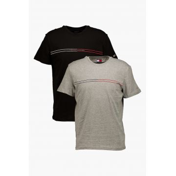 Set de tricouri slim-fit - 2 Piese - Negru/Gri deschis melange