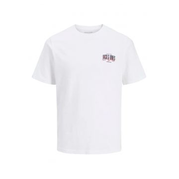 Tricou barbati la baza gatului - din bumbac - Regular Fit - JJAERO - Alb