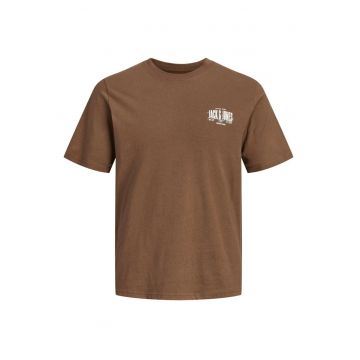 Tricou barbati la baza gatului - din bumbac - Regular Fit - JJAERO - Maro