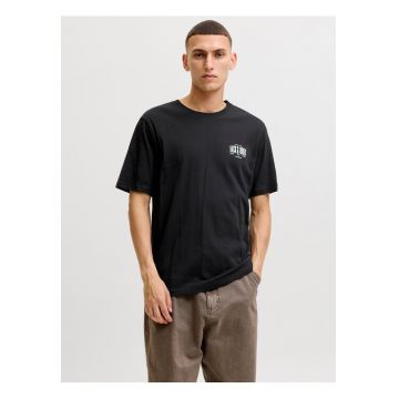 Tricou barbati la baza gatului - din bumbac - Regular Fit - JJAERO - Negru
