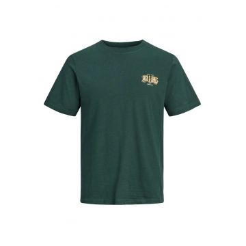 Tricou barbati la baza gatului - din bumbac - Regular Fit - JJAERO - Verde inchis