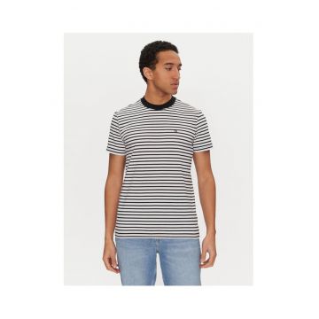 Tricou barbati  negru - bumbac - cu dungi