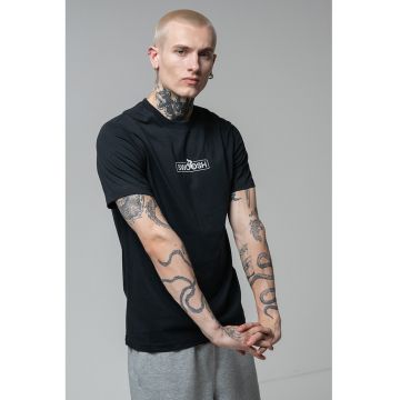 Tricou cu decolteu la baza gatului - Alb/Negru