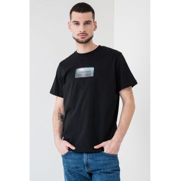 Tricou din bumbac organic cu logo - Negru