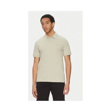 Tricou polo barbat -  material sintetic - bej -