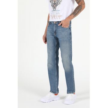 Blugi regular fit cu aspect decolorat