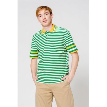 Tricou polo cu model in dungi si maneci cazute