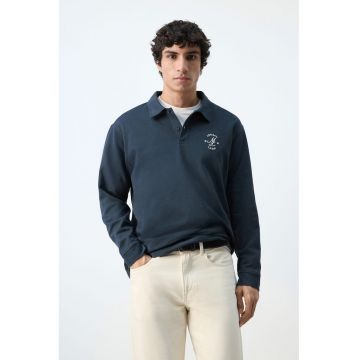 Bluza polo de trening cu broderie pe piept - Bleumarin
