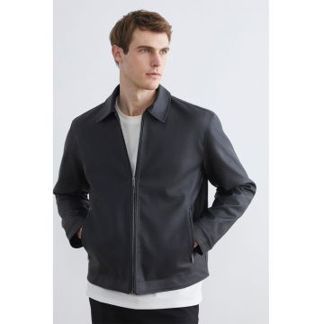 Jacheta biker din piele ecologica - Negru