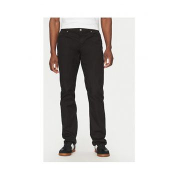 Pantaloni din amestec de bumbac cu talie medie8 - Negru