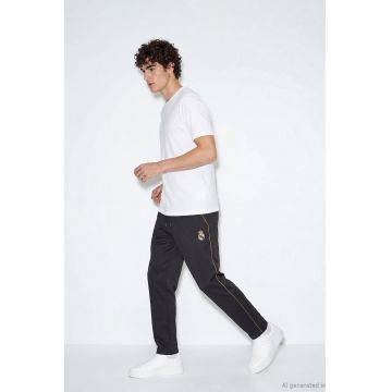 Pantaloni regular fit de trening cu imprimeu Real Madrid - Galben/Gri inchis