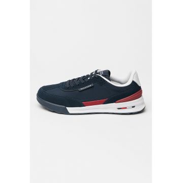 Pantofi sport din piele intoarsa cu garnituri din material textil Retro - Rosu inchis/Alb optic/Bleumarin
