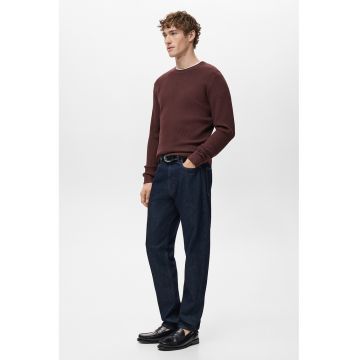 Pulover slim-fit din amestec de bumbac - Rosu inchis