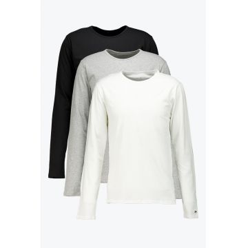 Set de bluze slim fit de casa - 3 piese - Alb/Negru/Gri melange