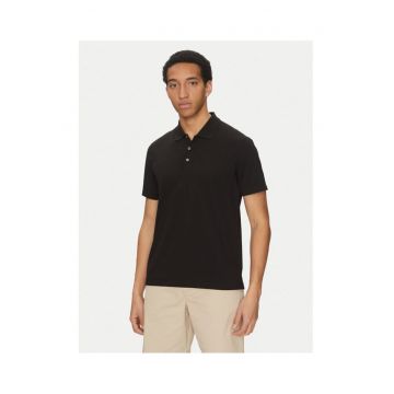 Tricou barbati  negru - bumbac - stil polo
