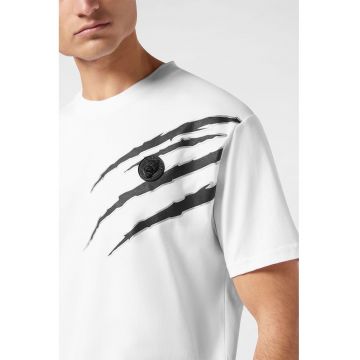 Tricou cu logo pe spate - Alb/Negru/Argintiu