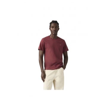 Tricou din bumbac cu decolteu la baza gatului - Rosu inchis