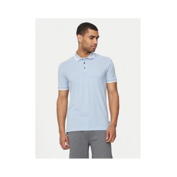 Tricou polo barbat -  material sintetic - albastru
