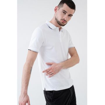 Tricou polo de bumbac organic - Alb murdar