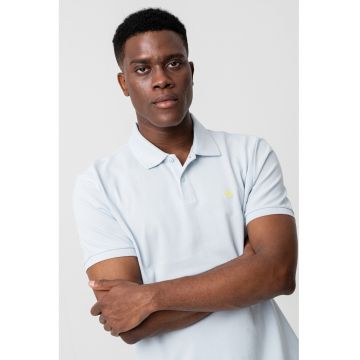Tricou polo de bumbac pique - Albastru pastel