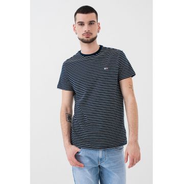 Tricou regular-fit cu model - Alb optic/Bleumarin