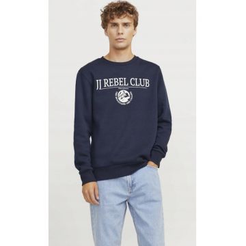 Hanorac barbati Jack&Jones Andrew - cu logo - regular fit - poliester/bumbac - bleumarin/alb