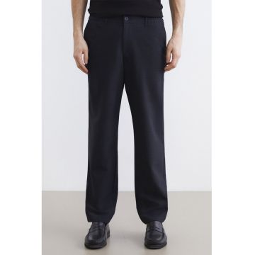 Pantaloni cu croiala dreapta si talie elastica - Albastru ultramarin