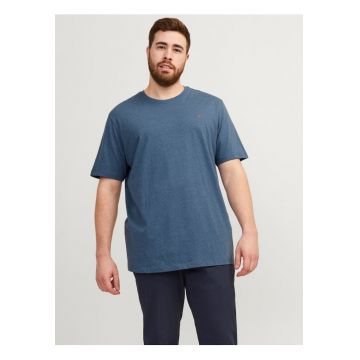 Plus Tricou barbati big sizes - din bumbac organic - Standard Fit - PAULOS - Albastru inchis -